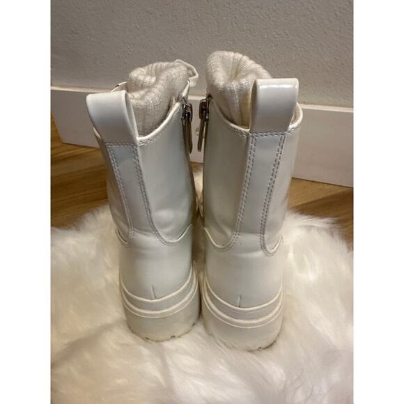 J Lo Briana Combat Moto Boot, Women’s Size 6 1/2. Lace up, Zip Up, White - Picture 5 of 9